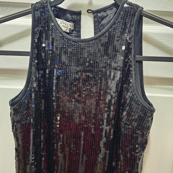 Maggy London Black Sequin Sleeveless Cocktail Dress Size 2 - Picture 2 of 7